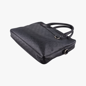 Pre-owned Gucci Guccissima Briefcase Business Black Leather 328937 handbag | stylenewstar