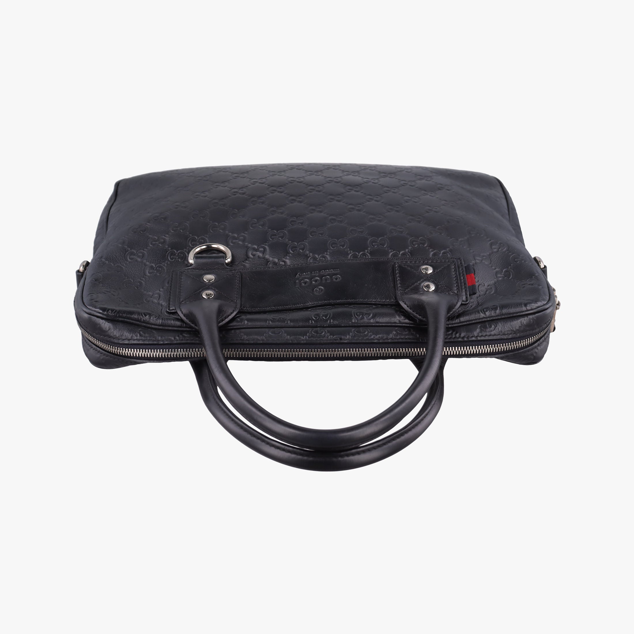 Pre-owned Gucci Guccissima Briefcase Business Black Leather 328937 handbag | stylenewstar