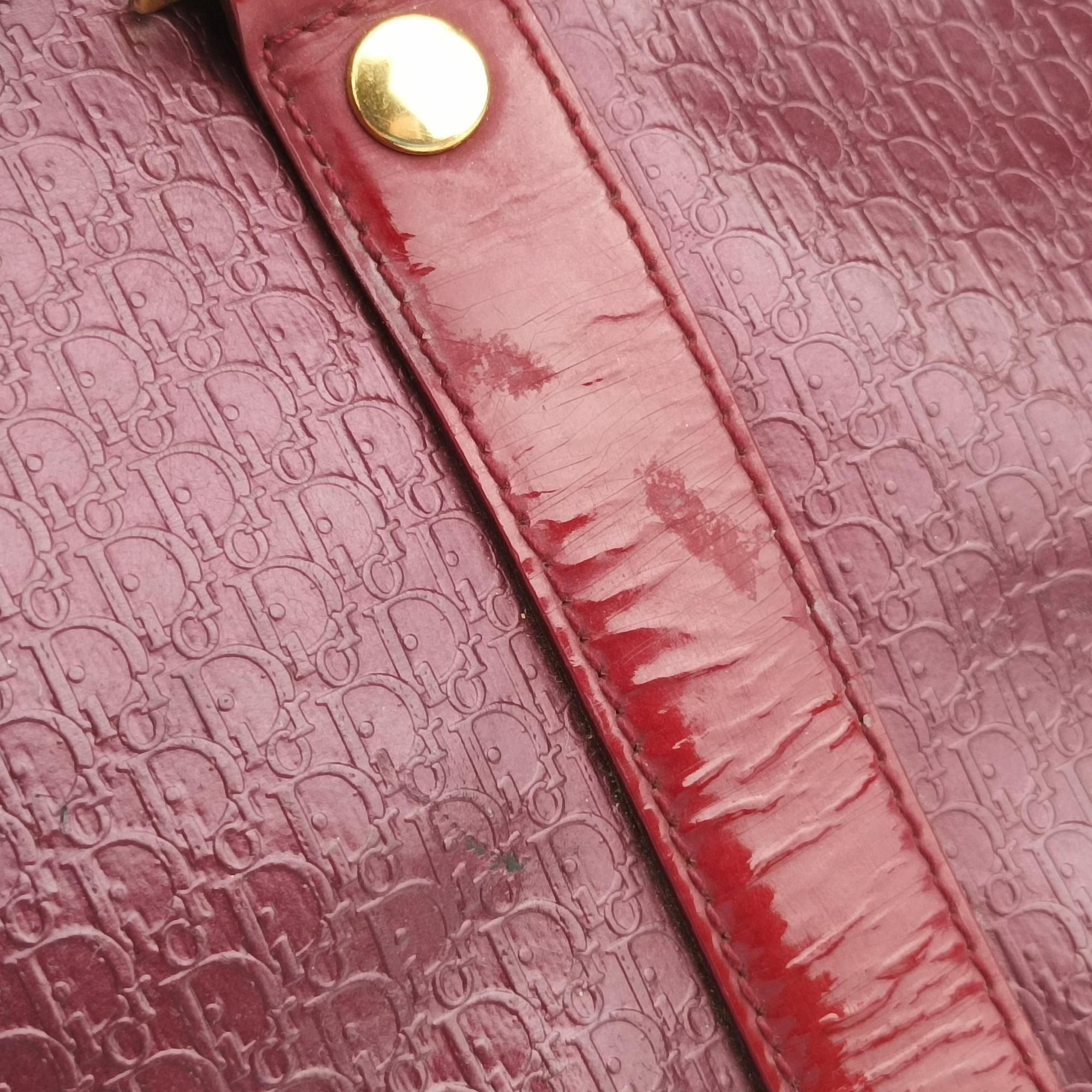 Pre-owned Christian Dior Trotter Monogram Burgundy PVC coated canvas  handbag | stylenewstar