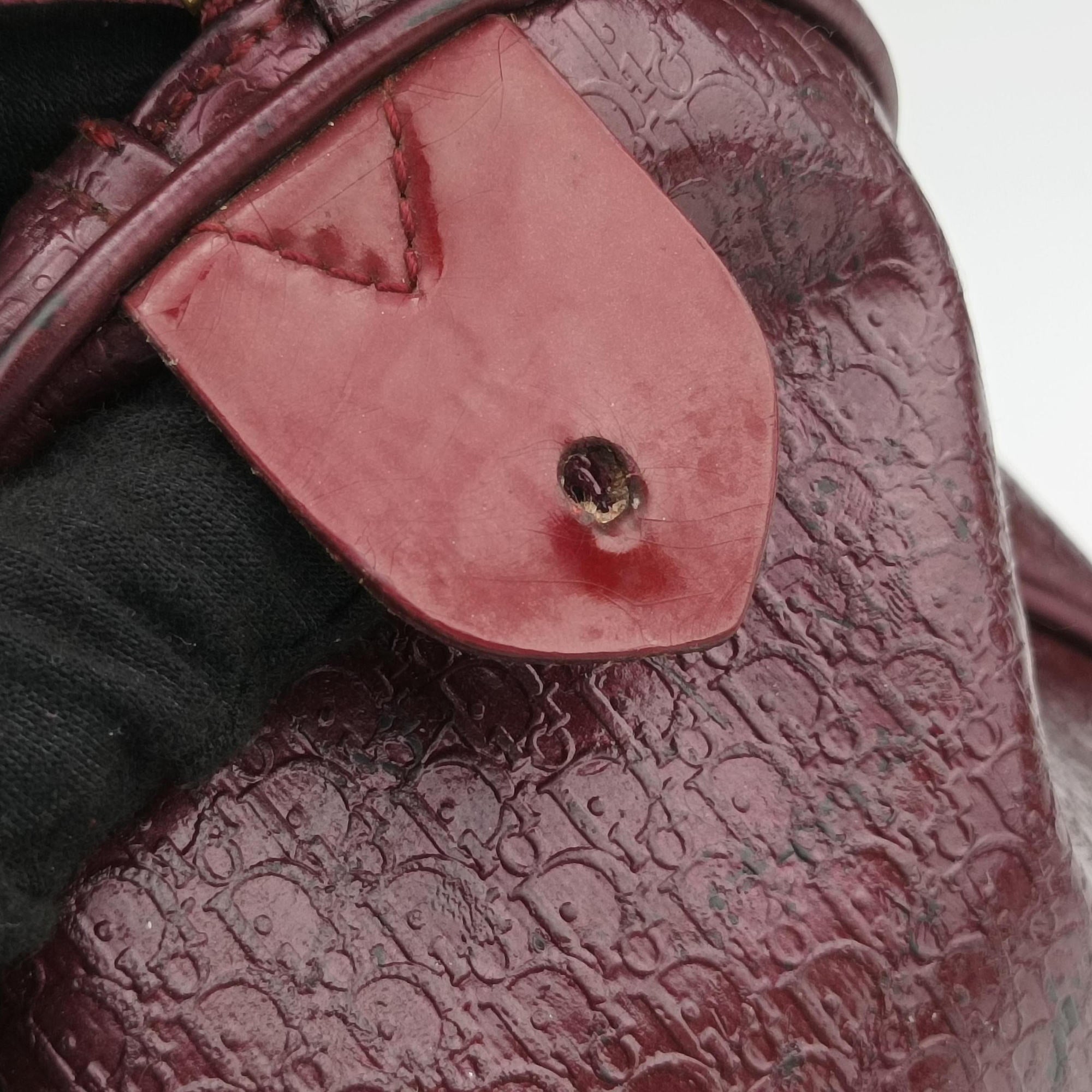 Pre-owned Christian Dior Trotter Monogram Burgundy PVC coated canvas  handbag | stylenewstar
