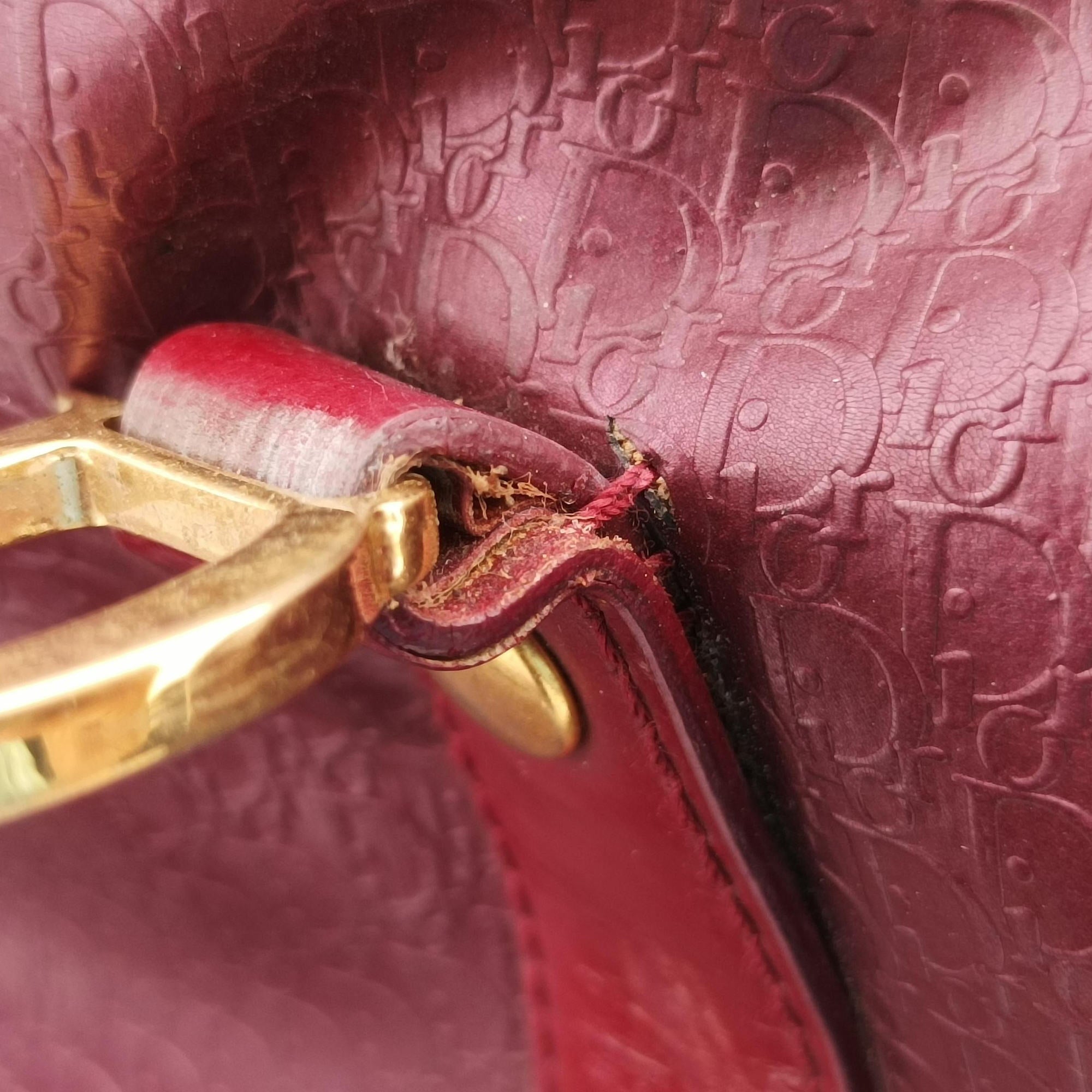 Pre-owned Christian Dior Trotter Monogram Burgundy PVC coated canvas  handbag | stylenewstar