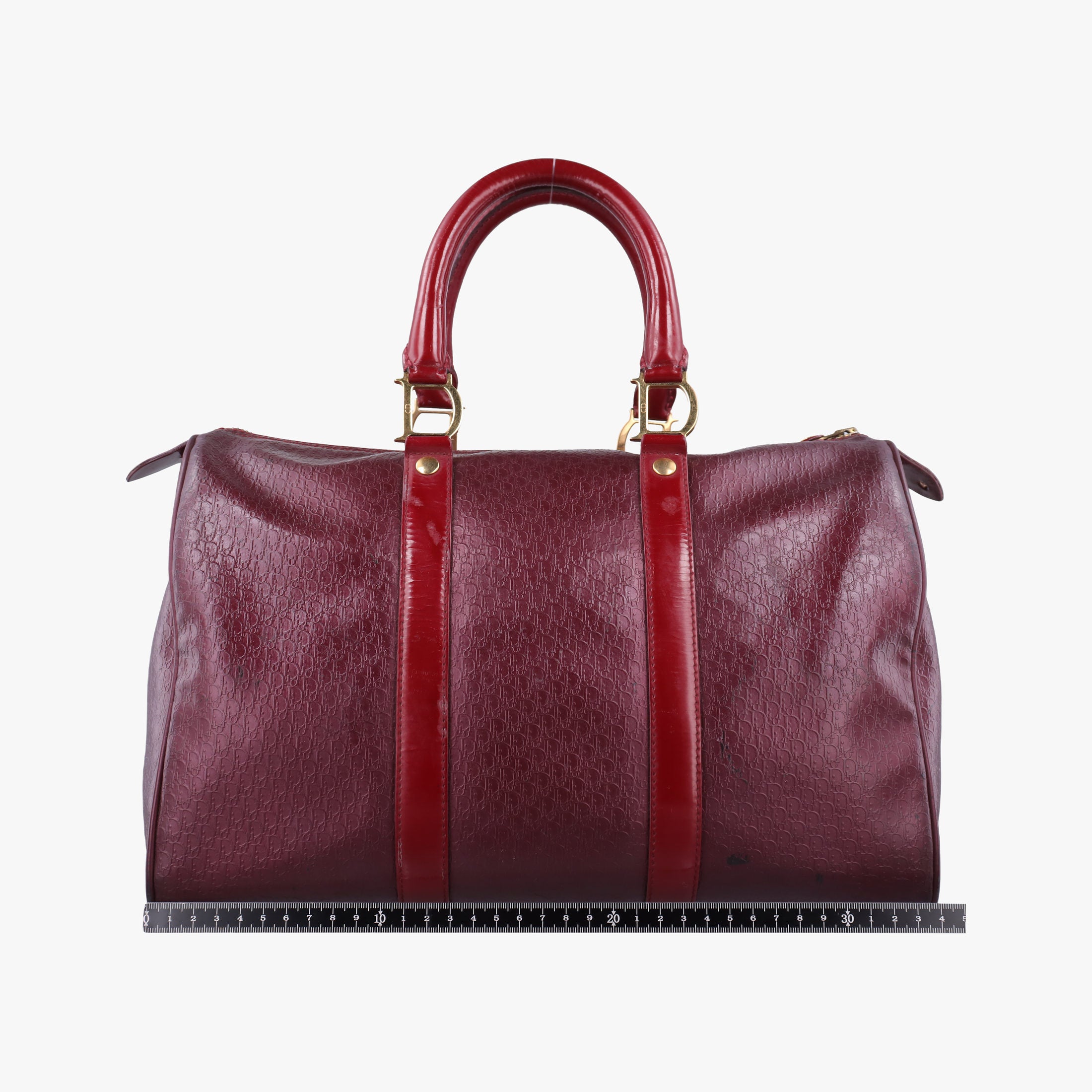 Pre-owned Christian Dior Trotter Monogram Burgundy PVC coated canvas  handbag | stylenewstar