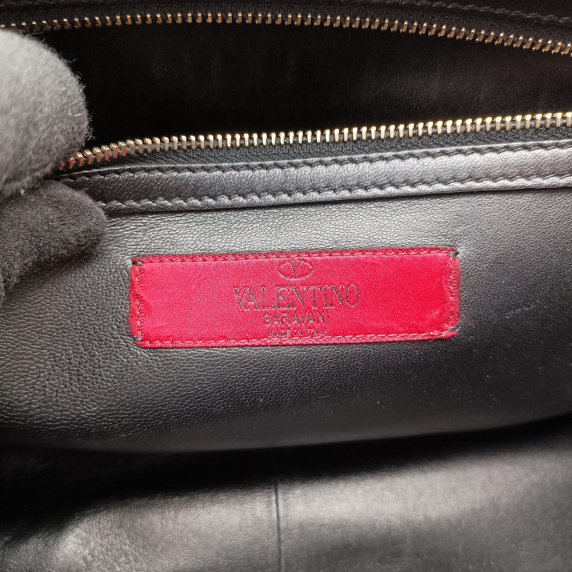 Pre-owned Valentino Rockstud Black Canvas×Leather  shoulderbag | stylenewstar