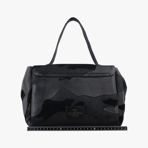 Pre-owned Valentino Rockstud Black Canvas×Leather  shoulderbag | stylenewstar