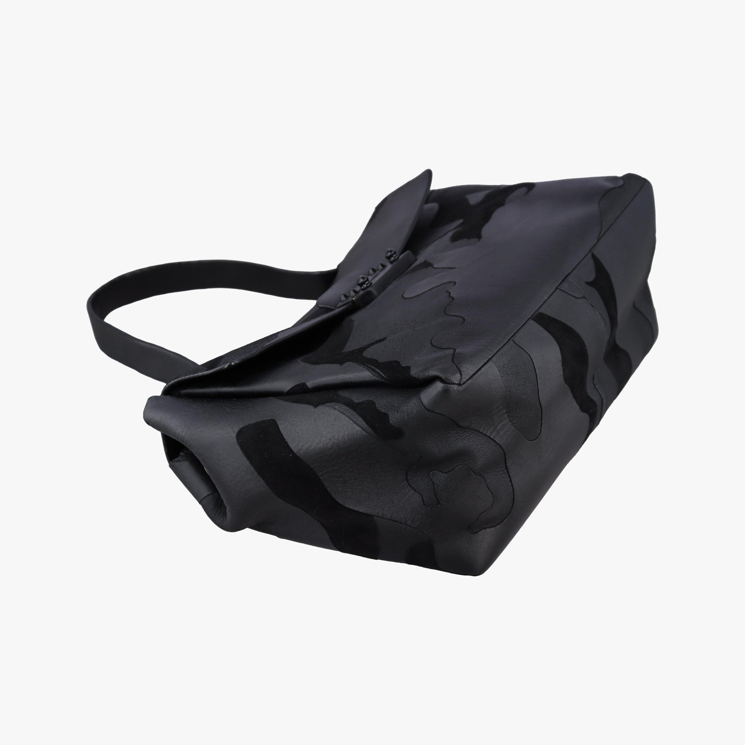Pre-owned Valentino Rockstud Black Canvas×Leather  shoulderbag | stylenewstar