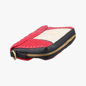 Pre-owned Miu Miu NAPPA BIKER Red × Black Leather 5BD062 shoulderbag | stylenewstar