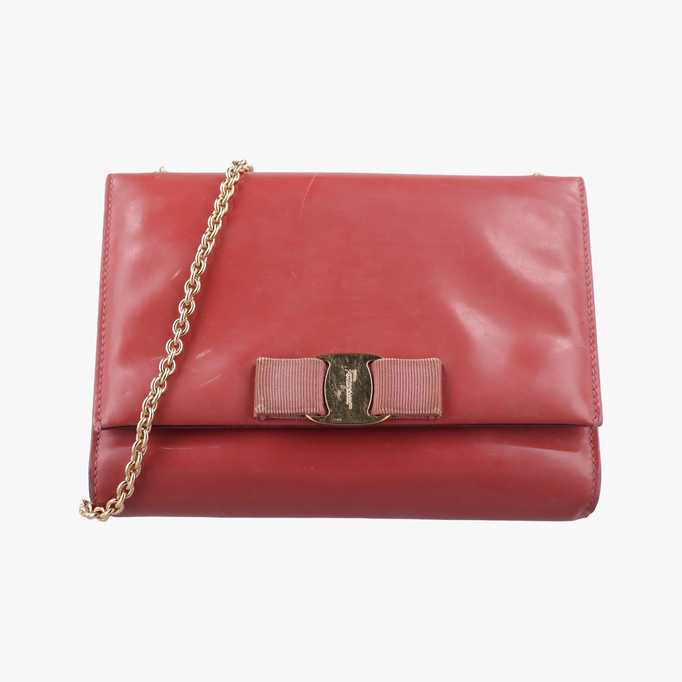 Secondhand Ferragamo Ginny Vara Red Leather  shoulderbag | stylenewstar