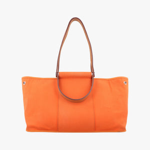 Pre-owned Hermes Cabag Elan Orange Toile Officier × Leather  shoulderbag | stylenewstar