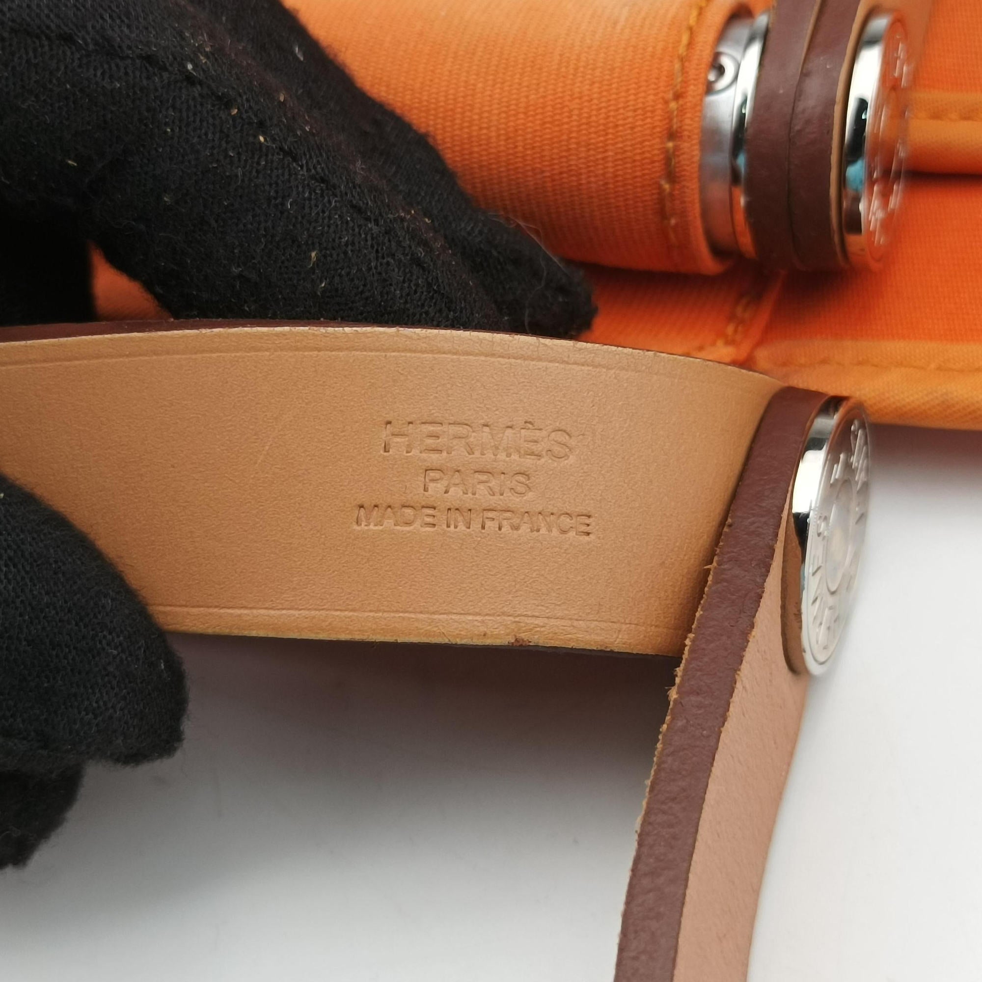 Pre-owned Hermes Cabag Elan Orange Toile Officier × Leather  shoulderbag | stylenewstar