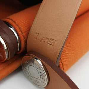 Pre-owned Hermes Cabag Elan Orange Toile Officier × Leather  shoulderbag | stylenewstar