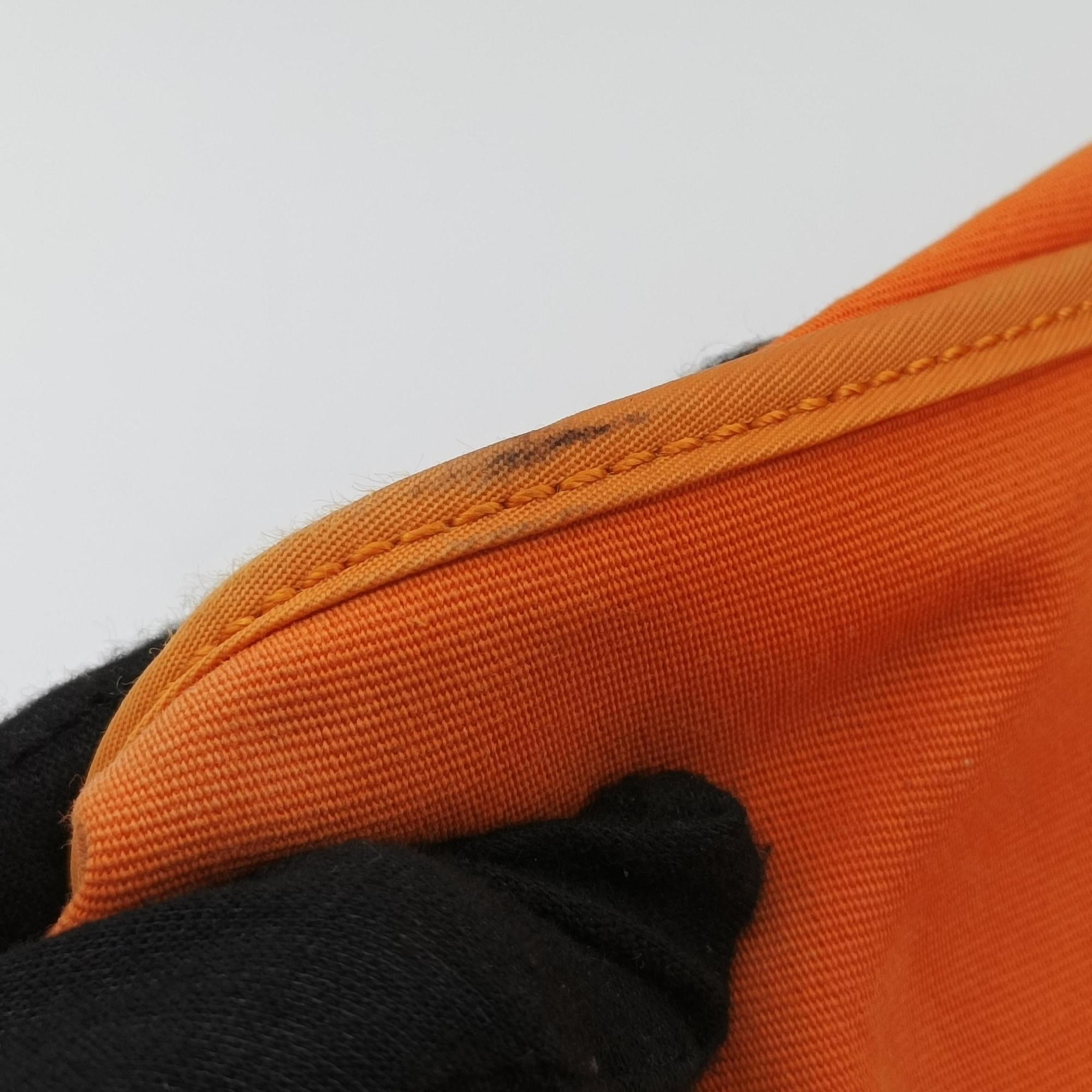 Pre-owned Hermes Cabag Elan Orange Toile Officier × Leather  shoulderbag | stylenewstar