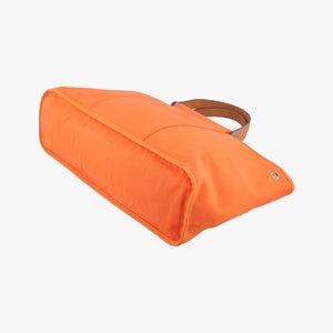 Pre-owned Hermes Cabag Elan Orange Toile Officier × Leather  shoulderbag | stylenewstar