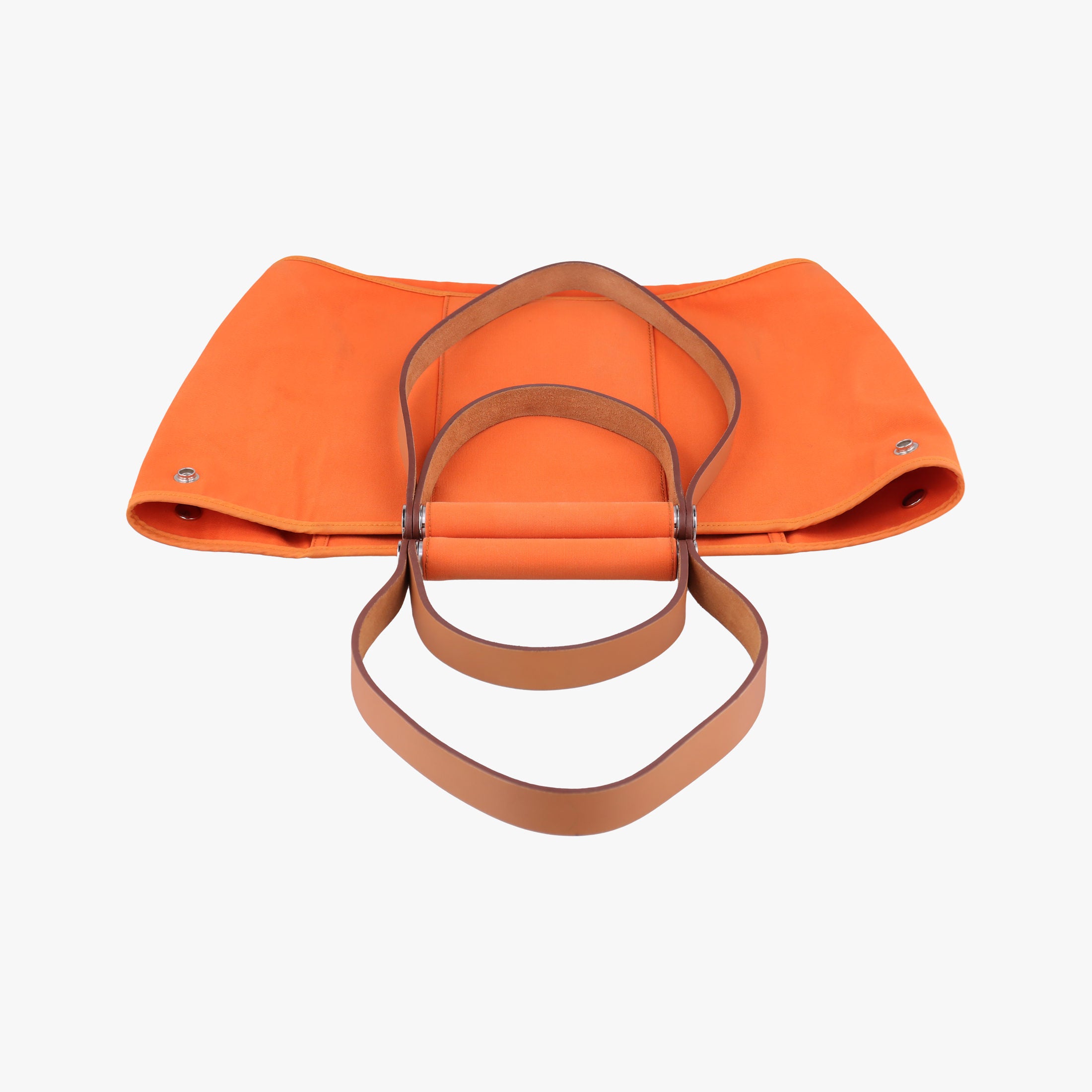 Pre-owned Hermes Cabag Elan Orange Toile Officier × Leather  shoulderbag | stylenewstar