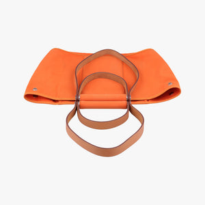 Pre-owned Hermes Cabag Elan Orange Toile Officier × Leather  shoulderbag | stylenewstar