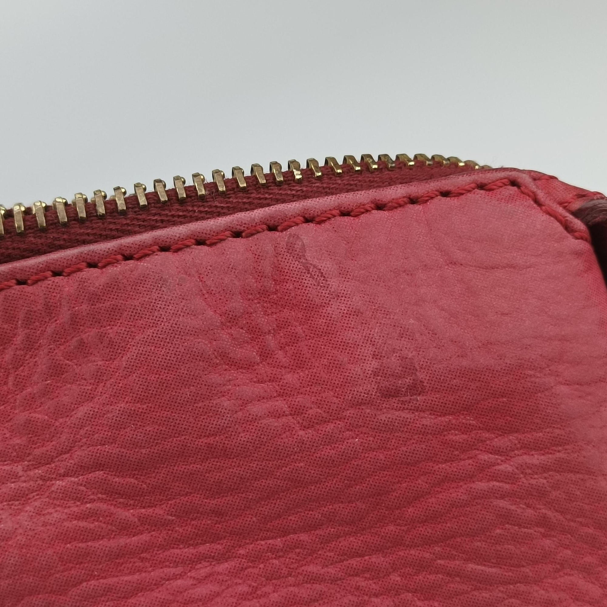 Secondhand Fendi Lampo FF Logo Red Leather 8BR636 shoulderbag | stylenewstar
