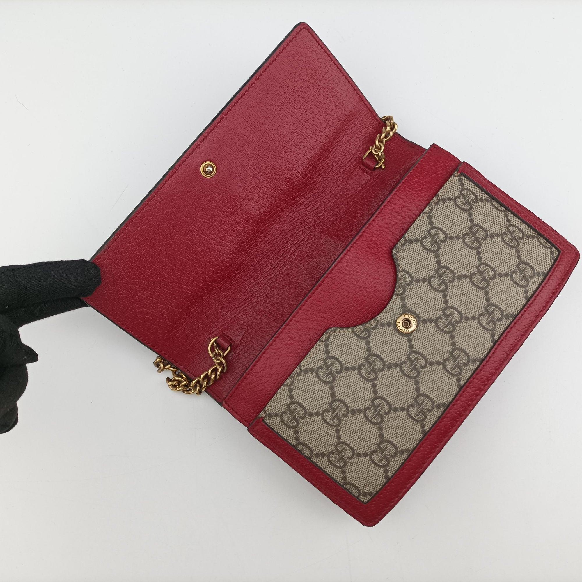Pre-owned Gucci Queen Margaret Beige×Red×Navy PVC coated canvas×leather 476079 shoulderbag | stylenewstar