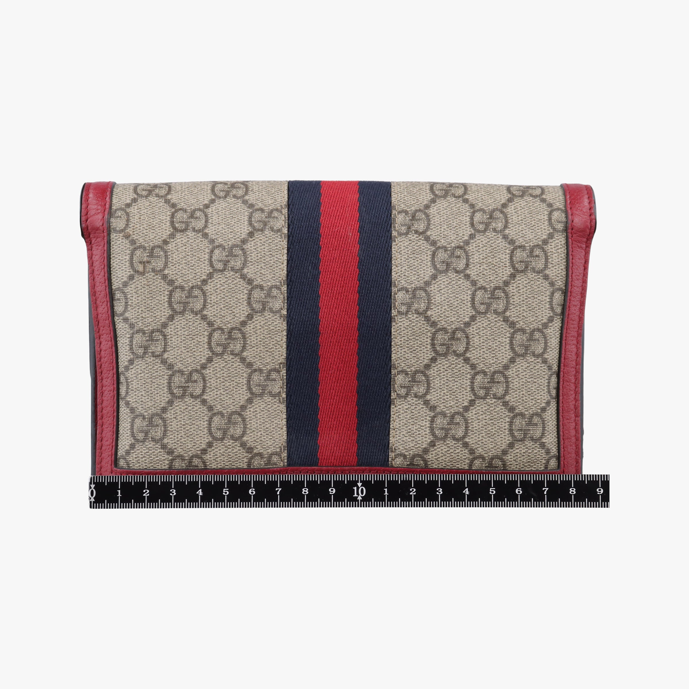 Pre-owned Gucci Queen Margaret Beige×Red×Navy PVC coated canvas×leather 476079 shoulderbag | stylenewstar