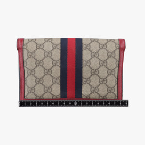 Pre-owned Gucci Queen Margaret Beige×Red×Navy PVC coated canvas×leather 476079 shoulderbag | stylenewstar