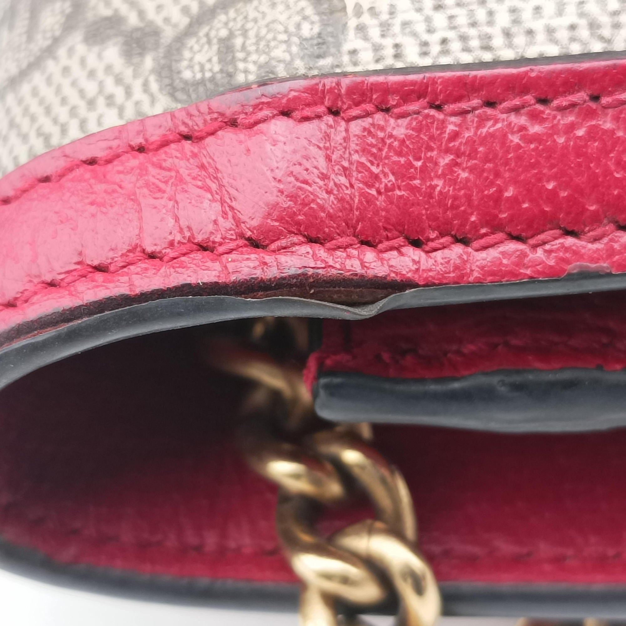 Pre-owned Gucci Queen Margaret Beige×Red×Navy PVC coated canvas×leather 476079 shoulderbag | stylenewstar
