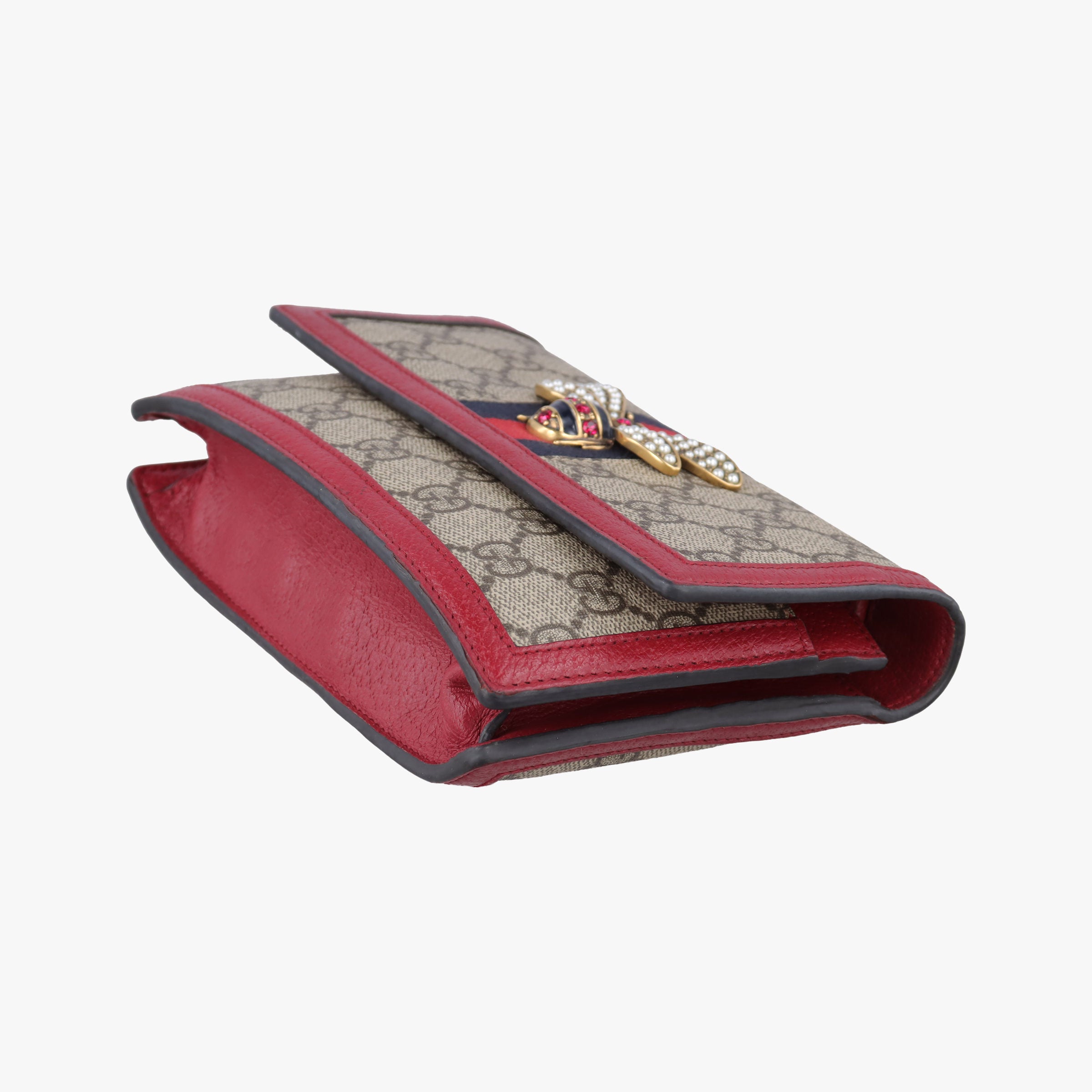 Pre-owned Gucci Queen Margaret Beige×Red×Navy PVC coated canvas×leather 476079 shoulderbag | stylenewstar