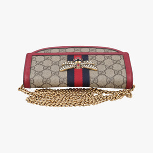 Pre-owned Gucci Queen Margaret Beige×Red×Navy PVC coated canvas×leather 476079 shoulderbag | stylenewstar