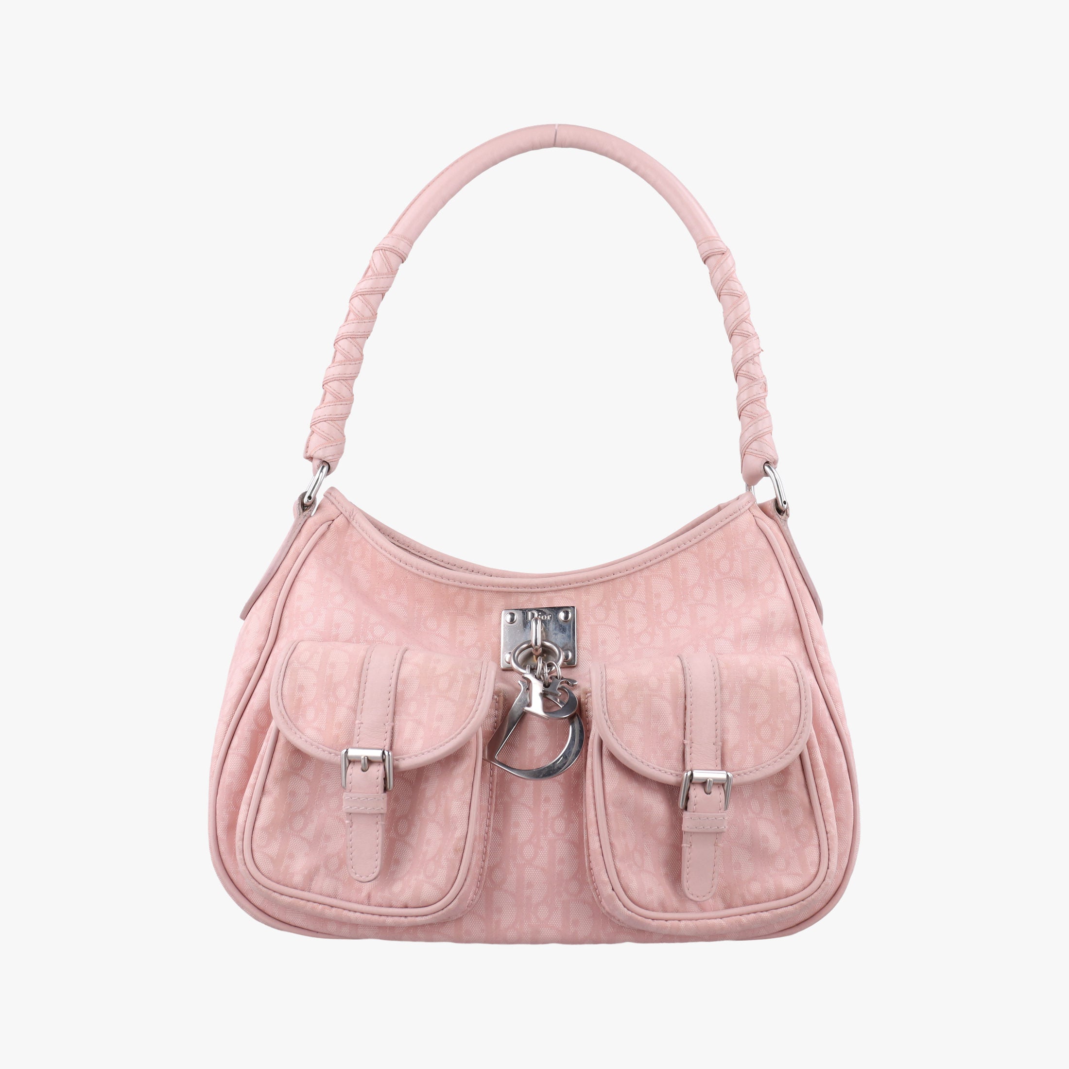 Pre-owned Christian Dior Lovely Trotter Pink Cotton Canvas × Leather  handbag | stylenewstar