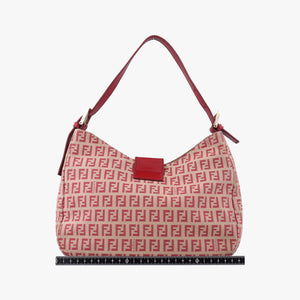 Pre-owned Fendi Zucchino Beige x Red canvas xLeather 8BR036 handbag | stylenewstar