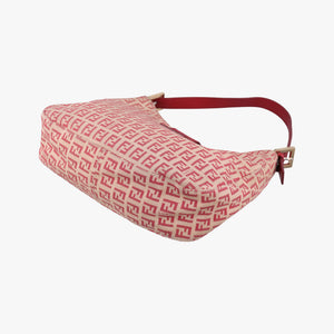 Pre-owned Fendi Zucchino Beige x Red canvas xLeather 8BR036 handbag | stylenewstar