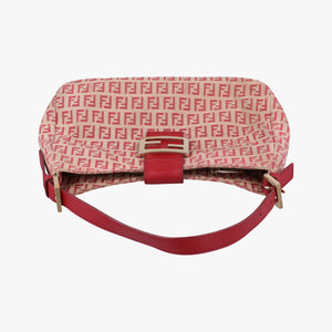 Pre-owned Fendi Zucchino Beige x Red canvas xLeather 8BR036 handbag | stylenewstar