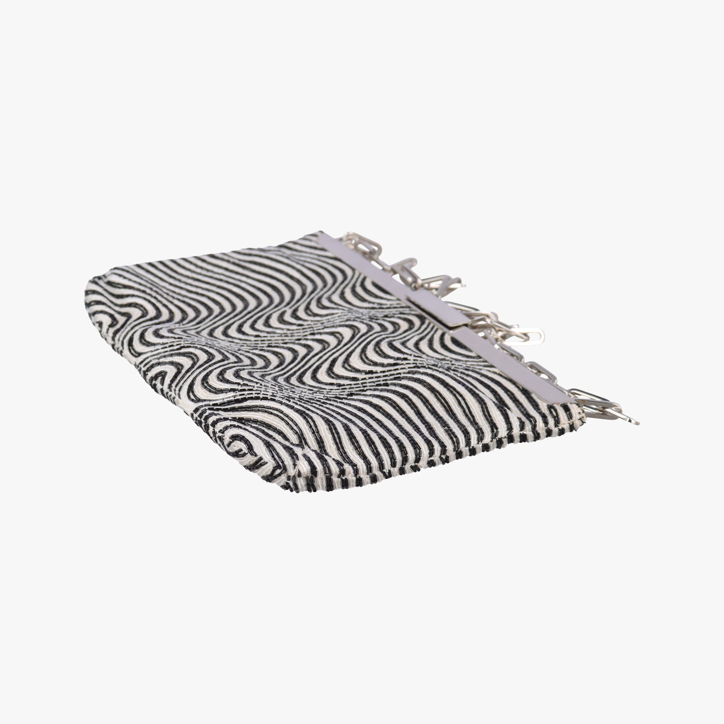 Pre-owned Gucci Vintage Glass Beaded Shimmering wavy pattern Florence Glass beads on satin 001432 handbag | stylenewstar