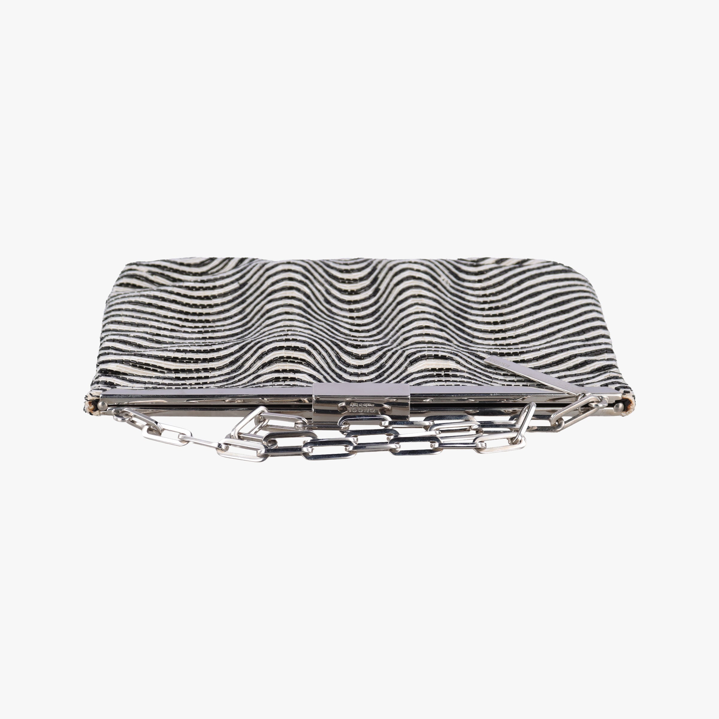 Pre-owned Gucci Vintage Glass Beaded Shimmering wavy pattern Florence Glass beads on satin 001432 handbag | stylenewstar