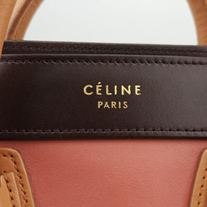 Vintage Celine luggage nano shopper Pink beige×brown×black Leather  shoulderbag | stylenewstar