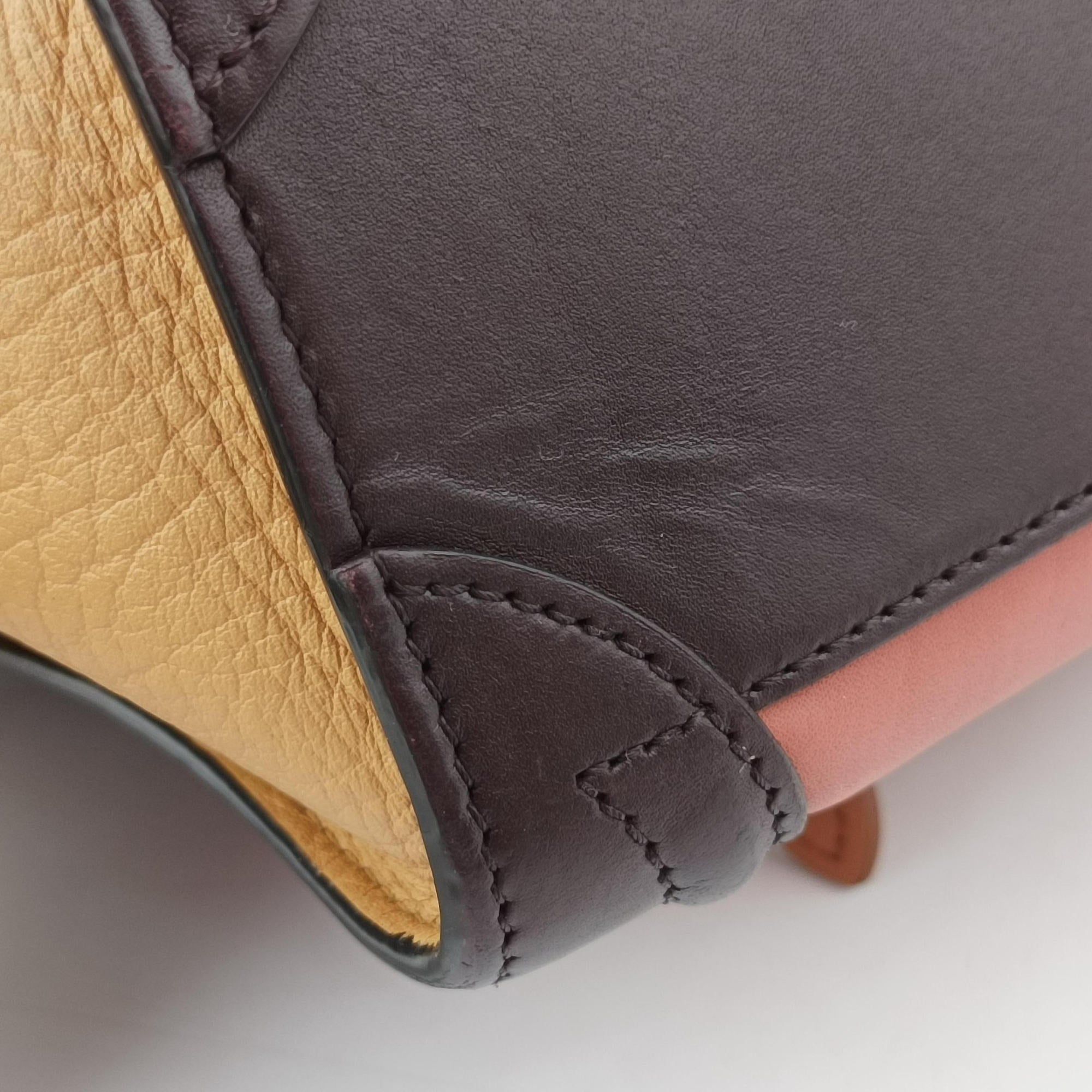 Vintage Celine luggage nano shopper Pink beige×brown×black Leather  shoulderbag | stylenewstar