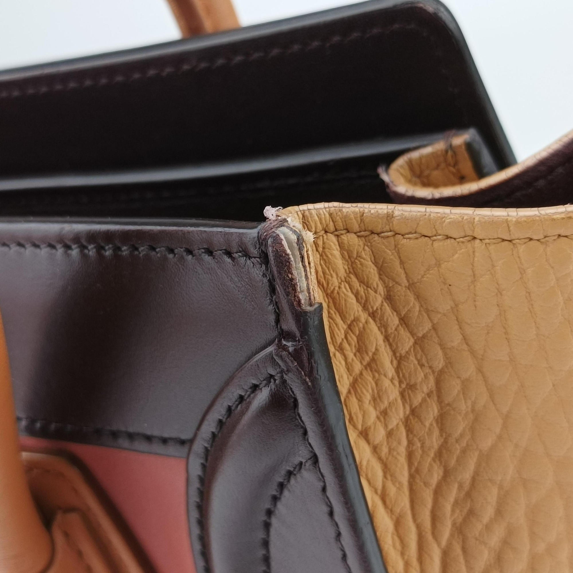 Vintage Celine luggage nano shopper Pink beige×brown×black Leather  shoulderbag | stylenewstar