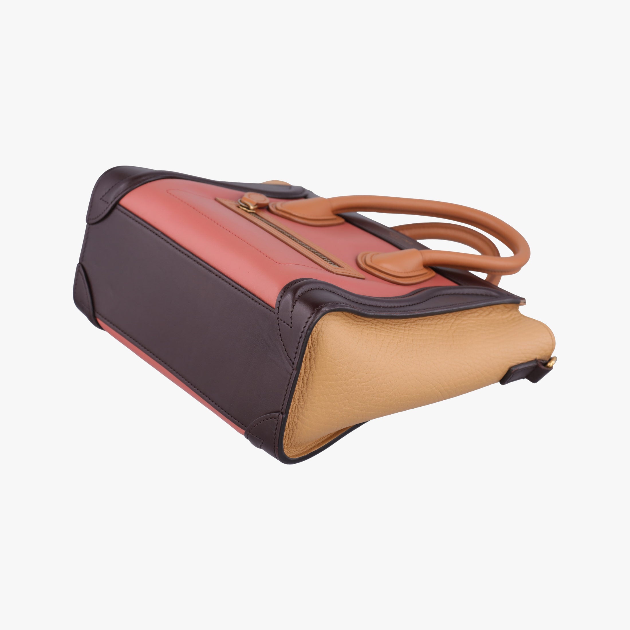 Vintage Celine luggage nano shopper Pink beige×brown×black Leather  shoulderbag | stylenewstar