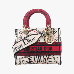 Pre-owned Christian Dior Lady D-Lite White ×Multicolor Canvas  shoulderbag | stylenewstar