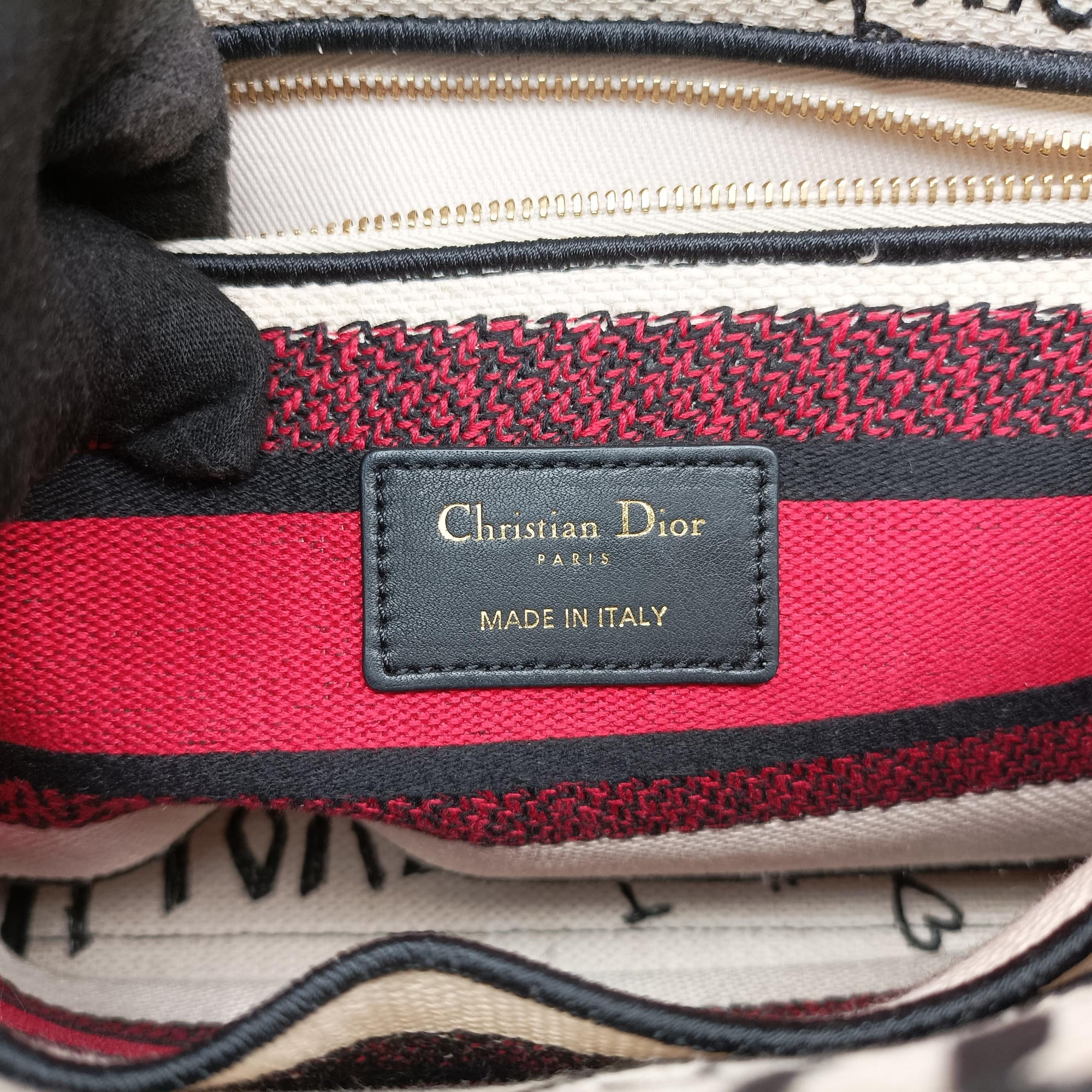 Pre-owned Christian Dior Lady D-Lite White ×Multicolor Canvas  shoulderbag | stylenewstar