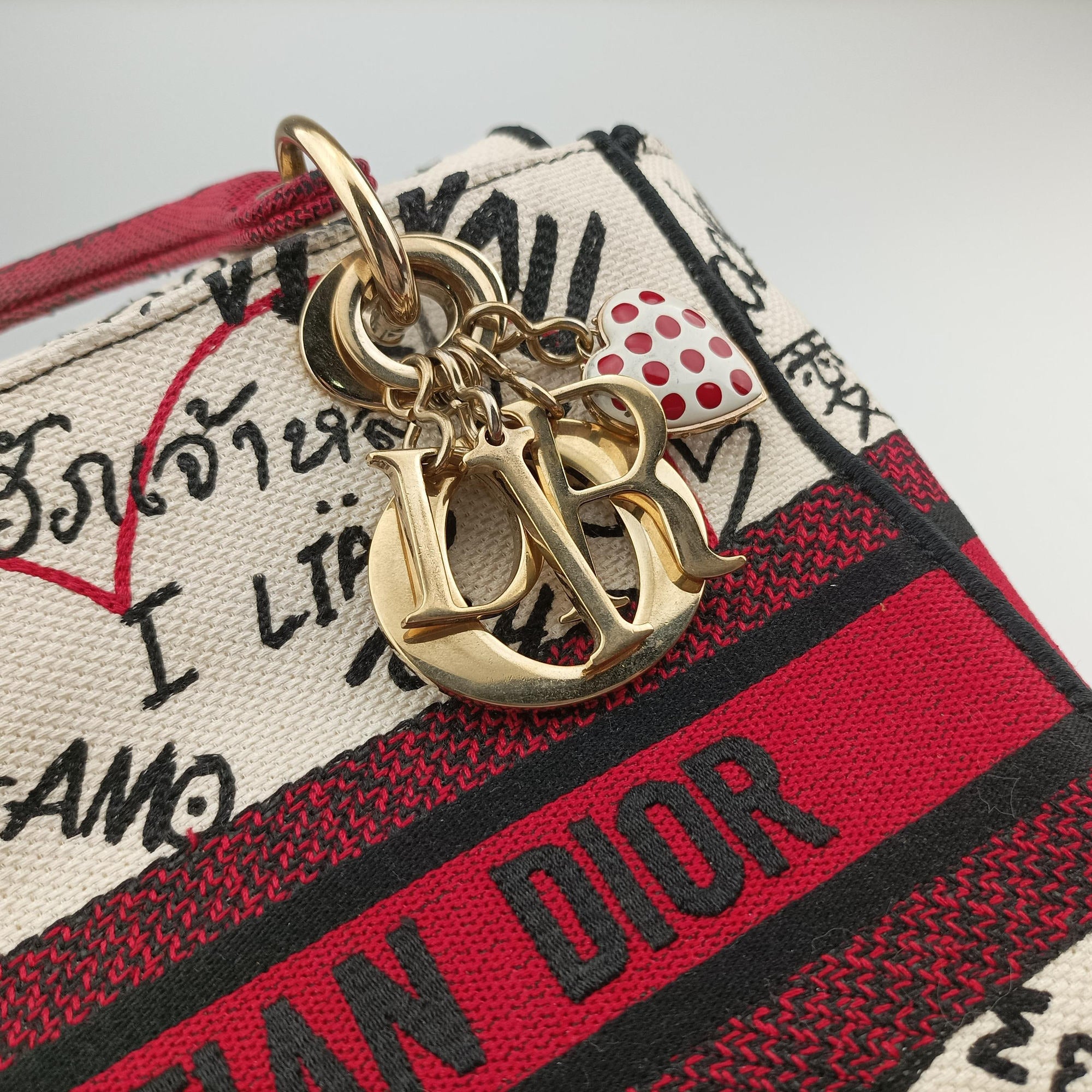 Pre-owned Christian Dior Lady D-Lite White ×Multicolor Canvas  shoulderbag | stylenewstar