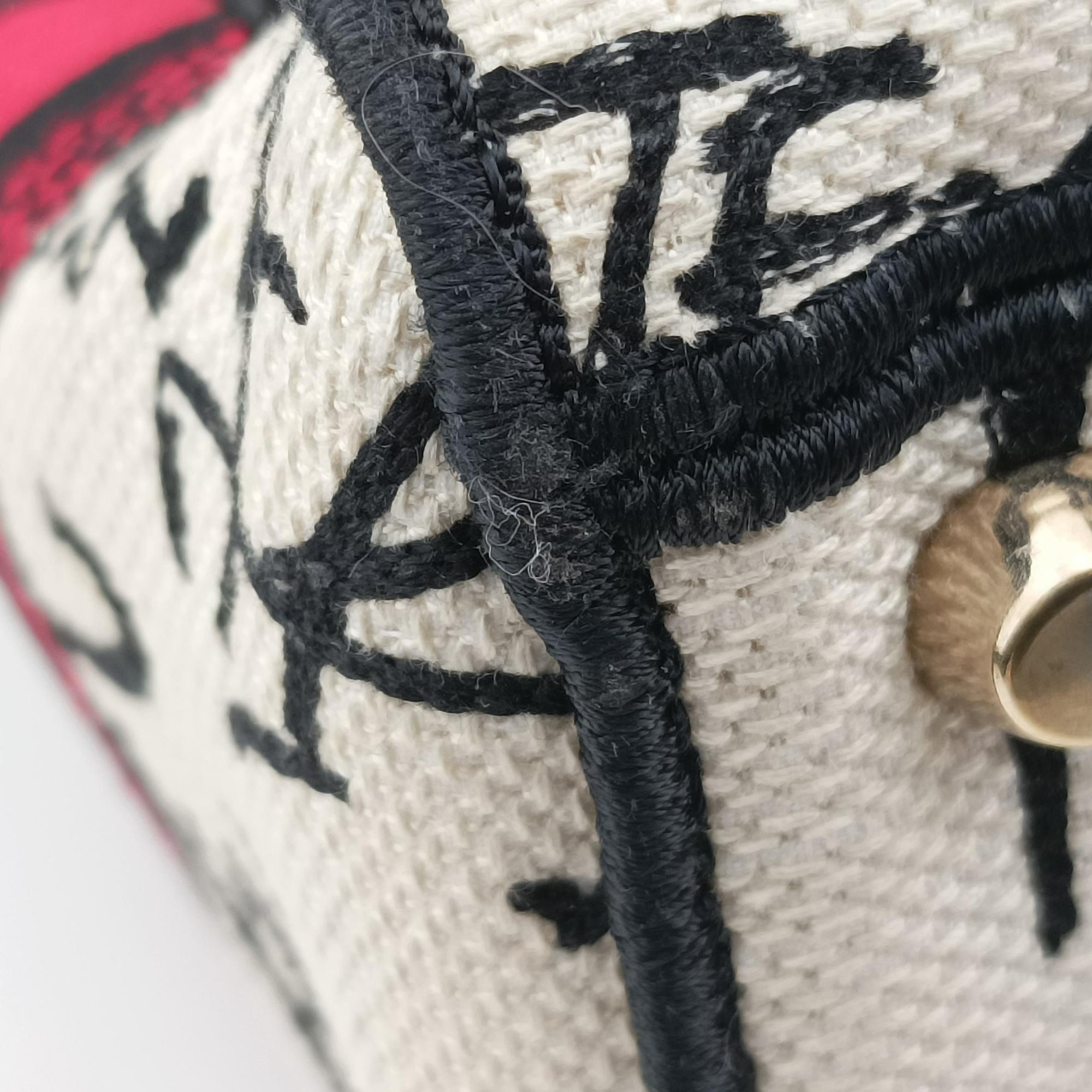 Pre-owned Christian Dior Lady D-Lite White ×Multicolor Canvas  shoulderbag | stylenewstar
