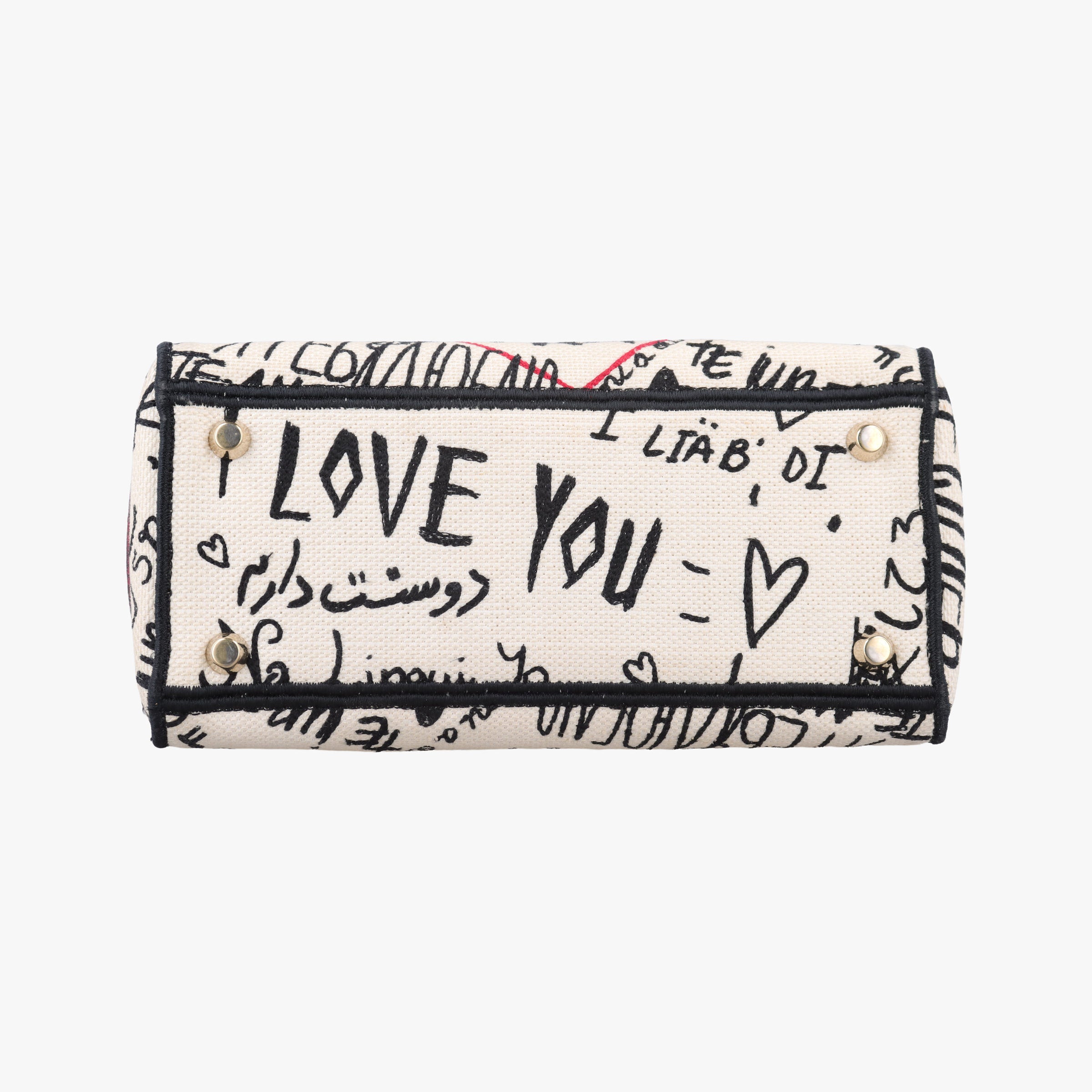 Pre-owned Christian Dior Lady D-Lite White ×Multicolor Canvas  shoulderbag | stylenewstar