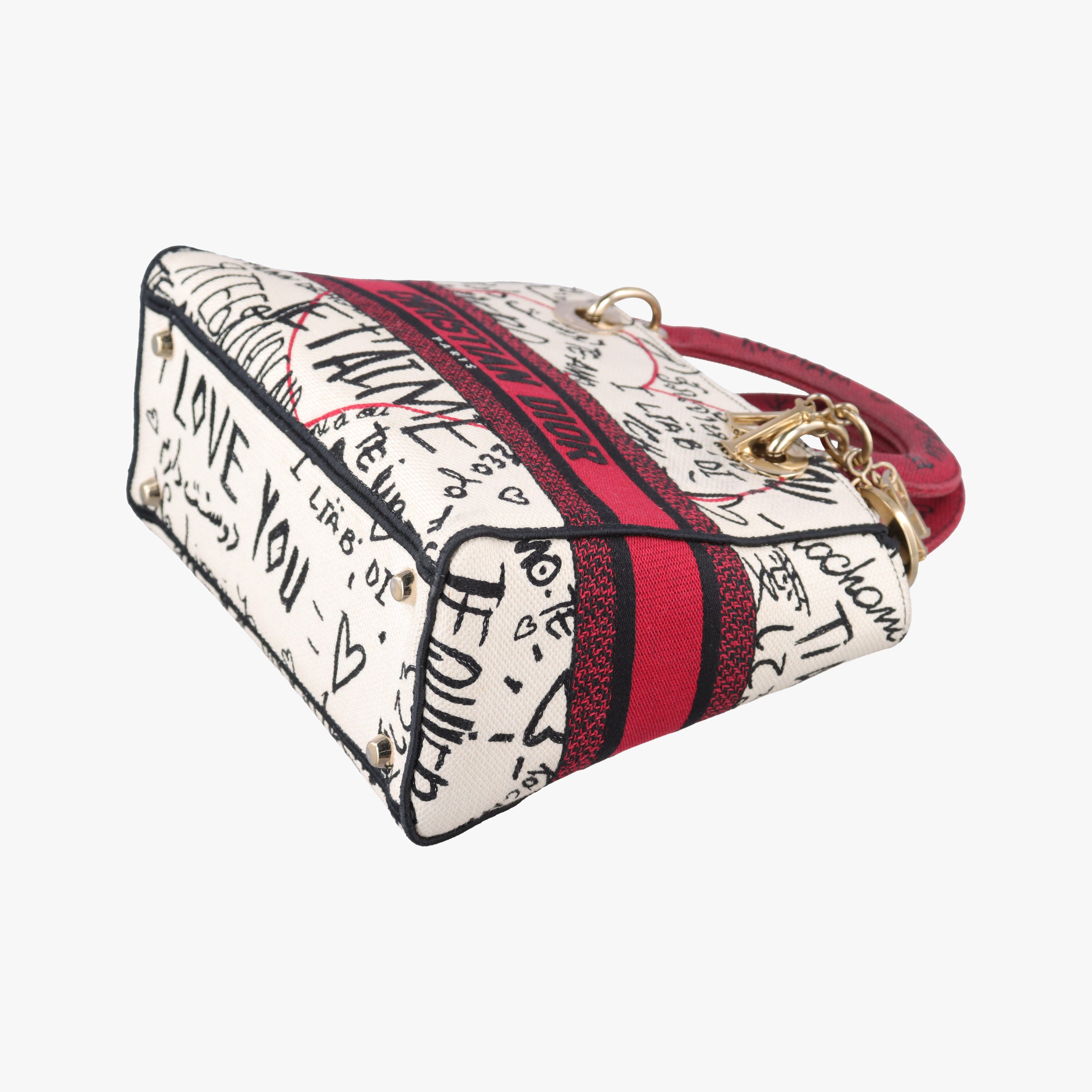 Pre-owned Christian Dior Lady D-Lite White ×Multicolor Canvas  shoulderbag | stylenewstar