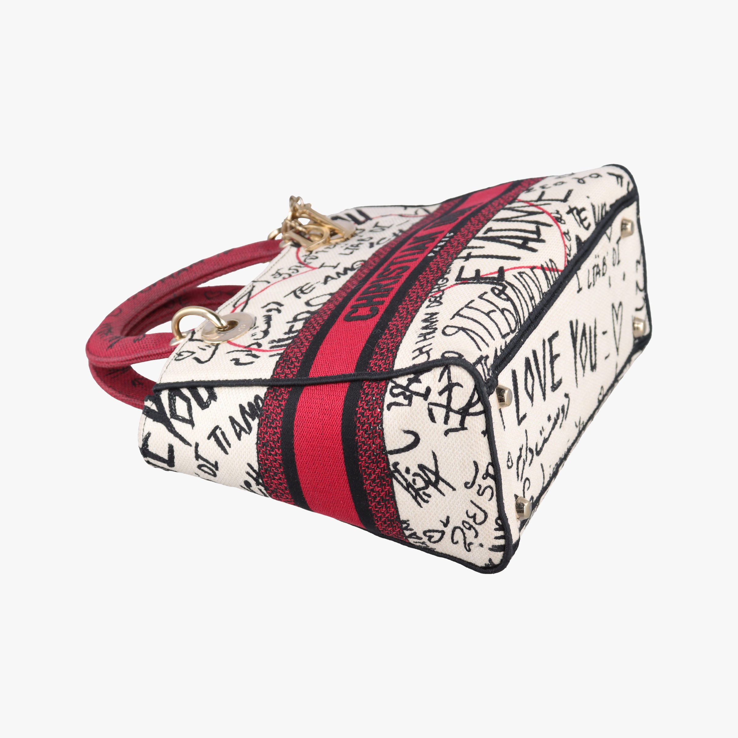 Pre-owned Christian Dior Lady D-Lite White ×Multicolor Canvas  shoulderbag | stylenewstar