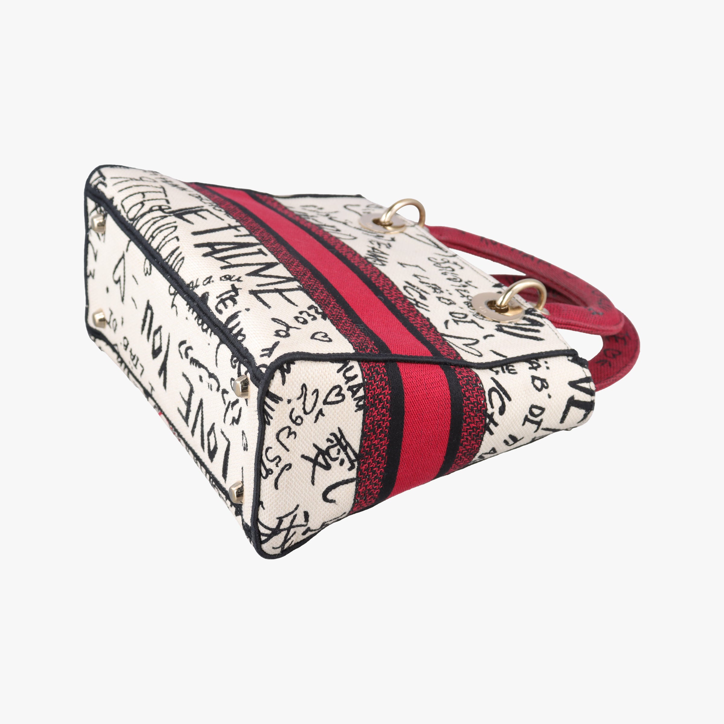 Pre-owned Christian Dior Lady D-Lite White ×Multicolor Canvas  shoulderbag | stylenewstar