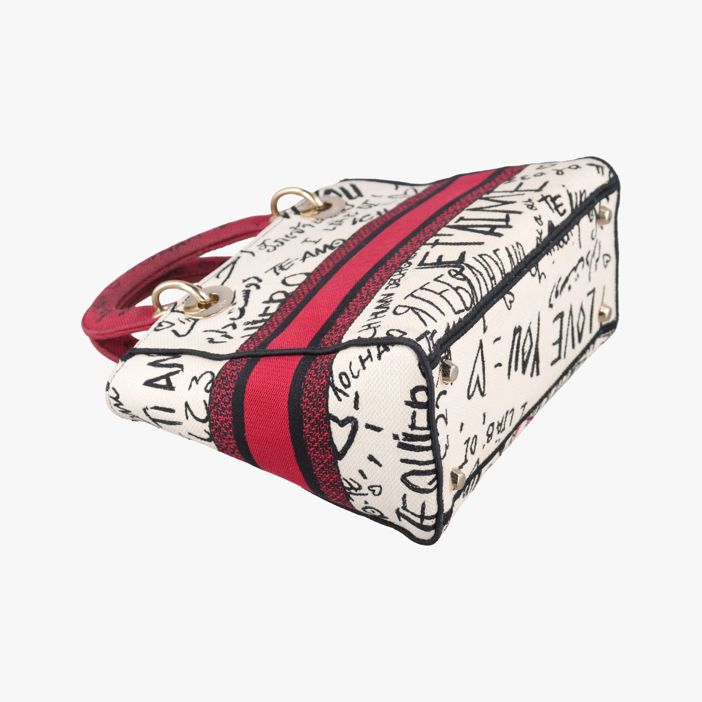 Pre-owned Christian Dior Lady D-Lite White ×Multicolor Canvas  shoulderbag | stylenewstar
