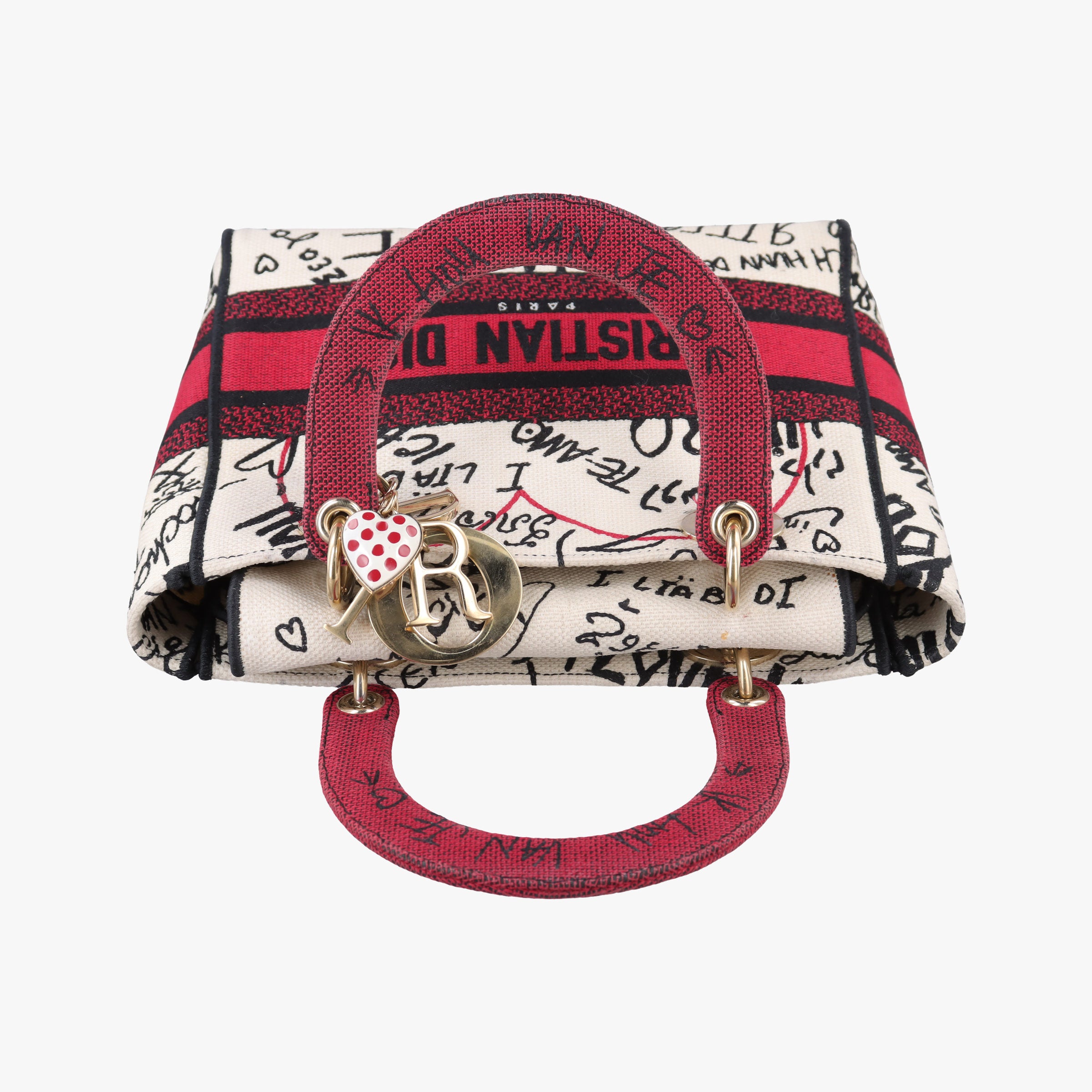 Pre-owned Christian Dior Lady D-Lite White ×Multicolor Canvas  shoulderbag | stylenewstar