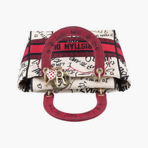 Pre-owned Christian Dior Lady D-Lite White ×Multicolor Canvas  shoulderbag | stylenewstar
