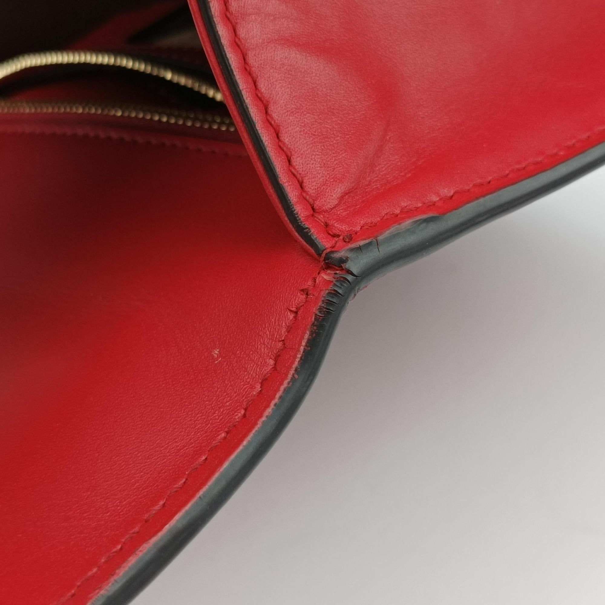 Pre-owned Gucci Sylvie Red×navy Leather 421882 shoulderbag | stylenewstar