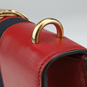 Pre-owned Gucci Sylvie Red×navy Leather 421882 shoulderbag | stylenewstar