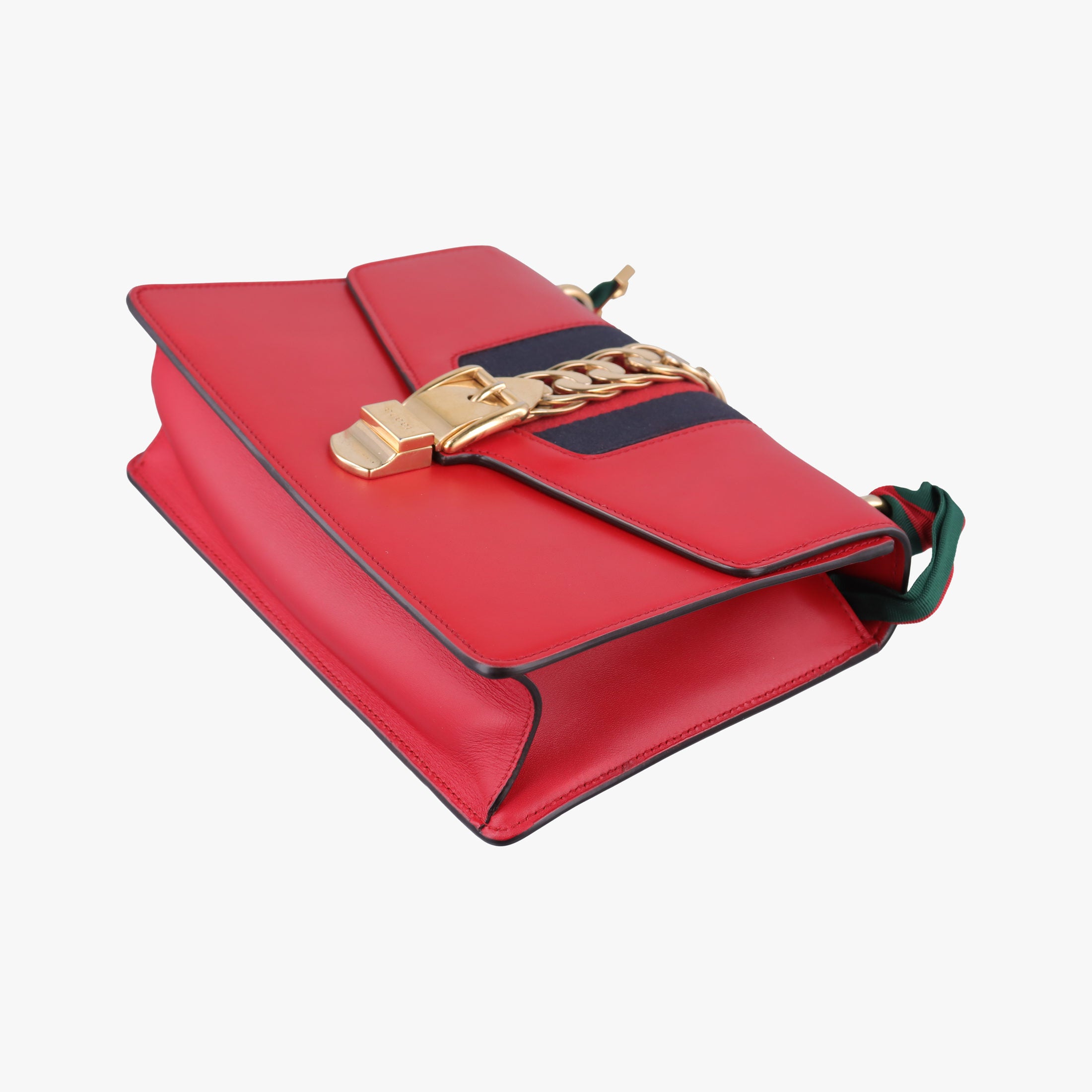 Pre-owned Gucci Sylvie Red×navy Leather 421882 shoulderbag | stylenewstar