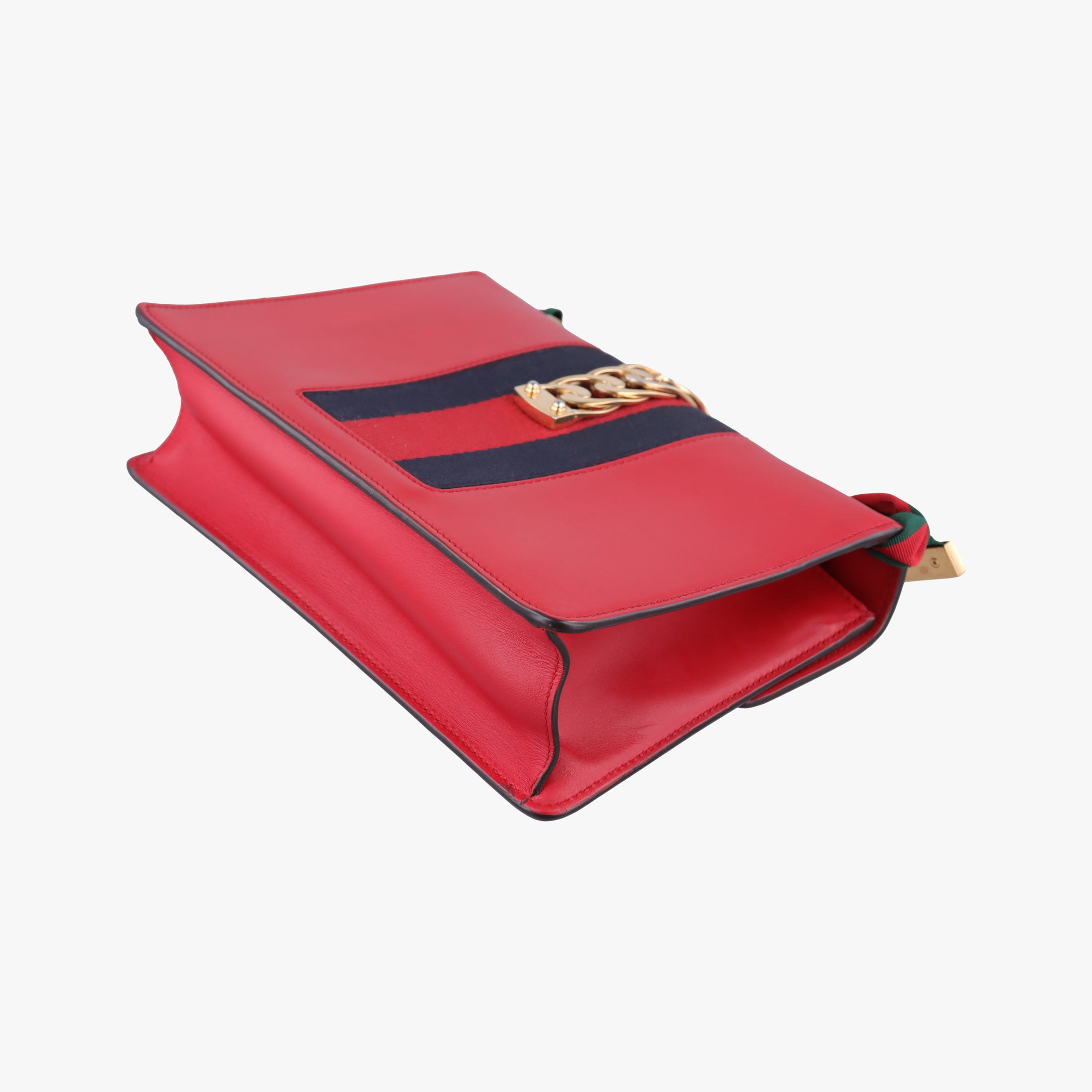 Pre-owned Gucci Sylvie Red×navy Leather 421882 shoulderbag | stylenewstar